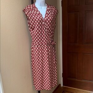 Bisou Bisou Sleeveless Geo Patterned Midi Dress Brown Multi Women’s Size 12